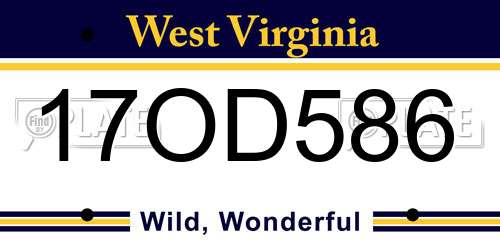 17OD586 West Virginia License Plate
