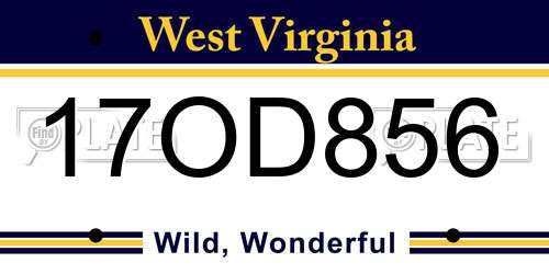 17OD856 West Virginia License Plate