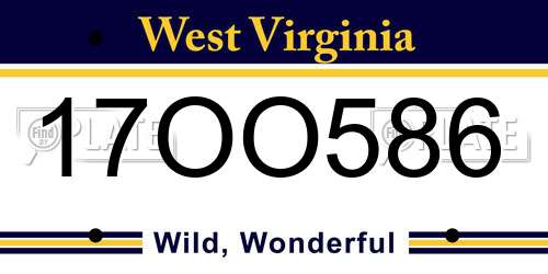 17OO586 West Virginia License Plate
