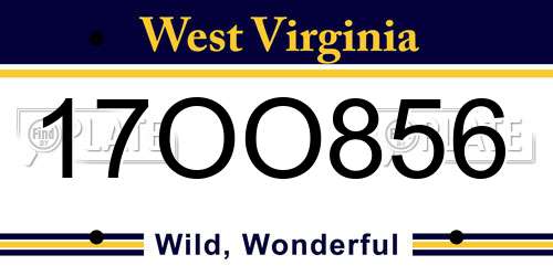 17OO856 West Virginia License Plate