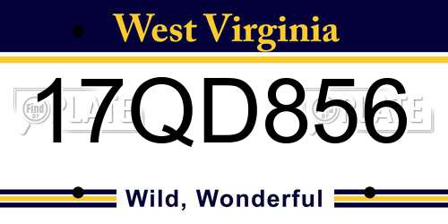 17QD856 West Virginia License Plate