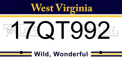 17QT992 West Virginia License Plate