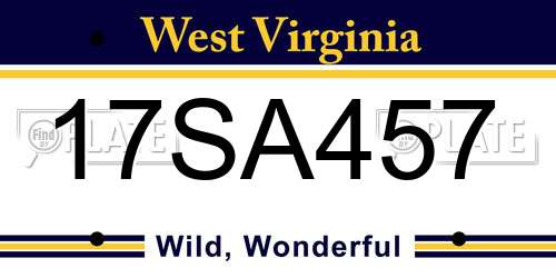 17SA457 West Virginia License Plate