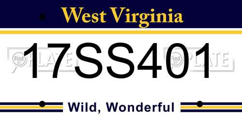 17SS401 West Virginia License Plate