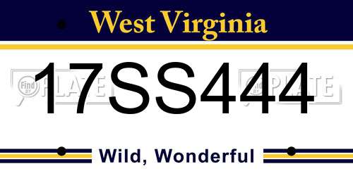 17SS444 West Virginia License Plate