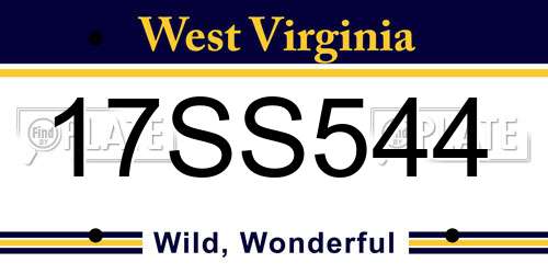17SS544 West Virginia License Plate