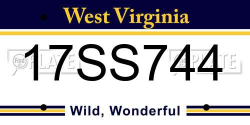 17SS744 West Virginia License Plate