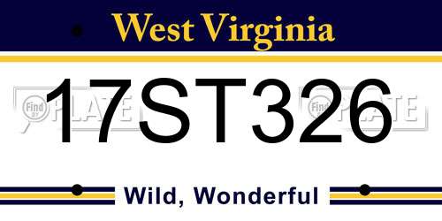 17ST326 West Virginia License Plate