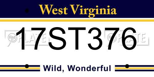17ST376 West Virginia License Plate