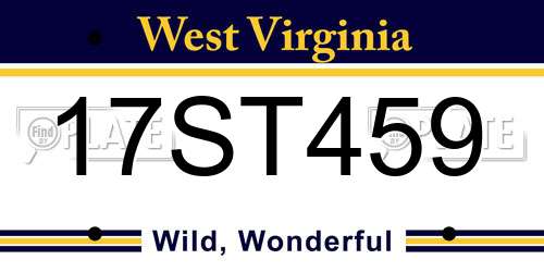 17ST459 West Virginia License Plate