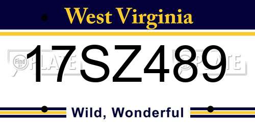 17SZ489 West Virginia License Plate