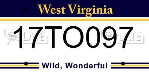 17TO097 West Virginia License Plate