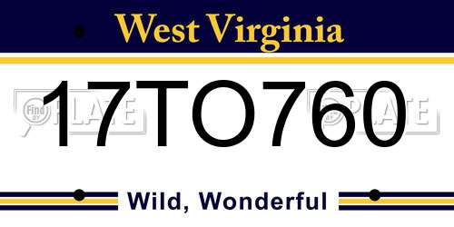 17TO760 West Virginia License Plate