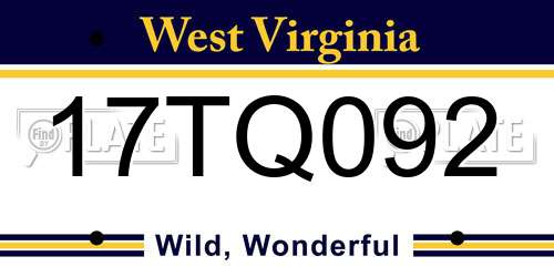17TQ092 West Virginia License Plate
