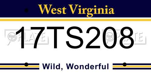 17TS208 West Virginia License Plate