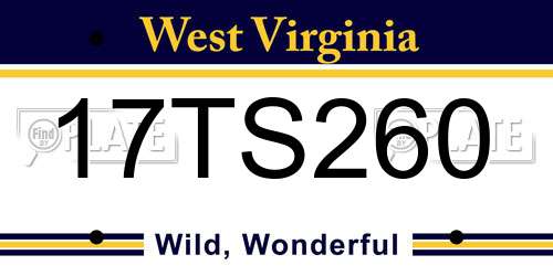 17TS260 West Virginia License Plate