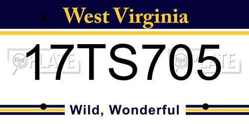 17TS705 West Virginia License Plate