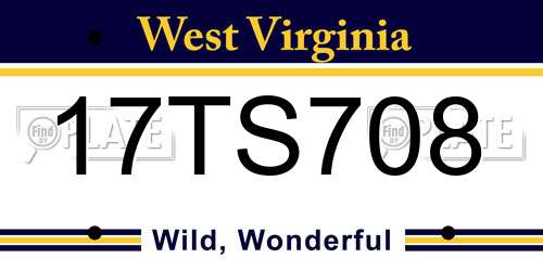 17TS708 West Virginia License Plate