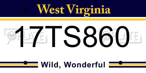 17TS860 West Virginia License Plate