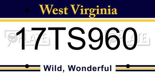 17TS960 West Virginia License Plate