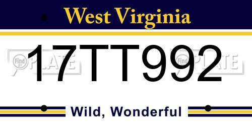 17TT992 West Virginia License Plate