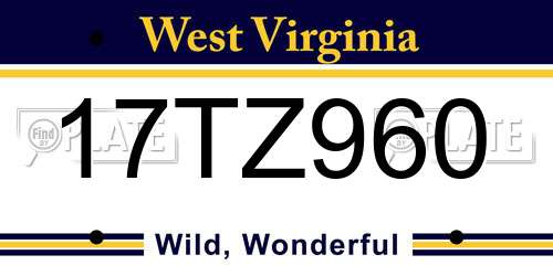 17TZ960 West Virginia License Plate
