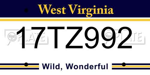 17TZ992 West Virginia License Plate