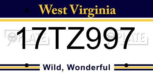 17TZ997 West Virginia License Plate