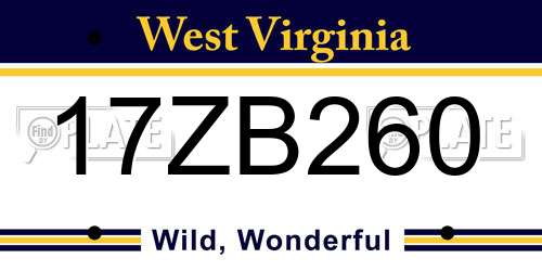 17ZB260 West Virginia License Plate