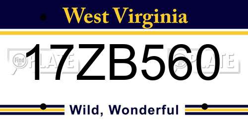 17ZB560 West Virginia License Plate