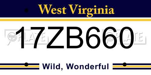 17ZB660 West Virginia License Plate
