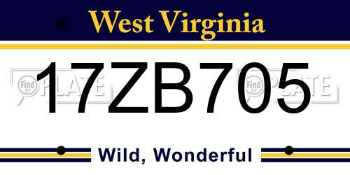 17ZB705 West Virginia License Plate