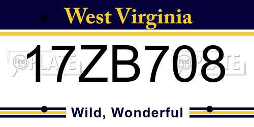 17ZB708 West Virginia License Plate