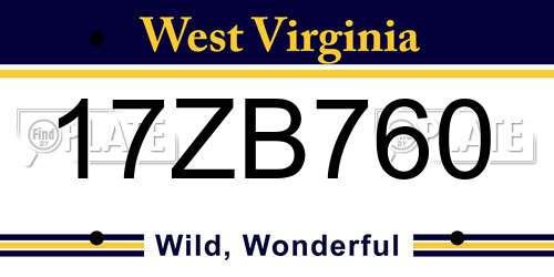 17ZB760 West Virginia License Plate