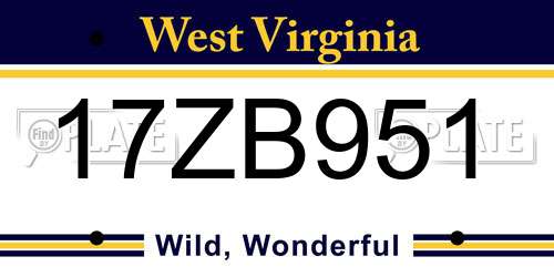 17ZB951 West Virginia License Plate