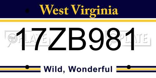 17ZB981 West Virginia License Plate