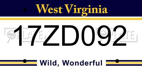 17ZD092 West Virginia License Plate