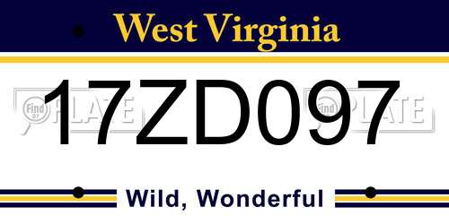 17ZD097 West Virginia License Plate