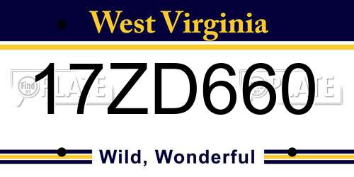 17ZD660 West Virginia License Plate