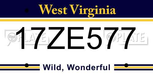 17ZE577 West Virginia License Plate