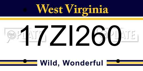 17ZI260 West Virginia License Plate