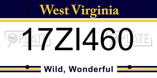 17ZI460 West Virginia License Plate