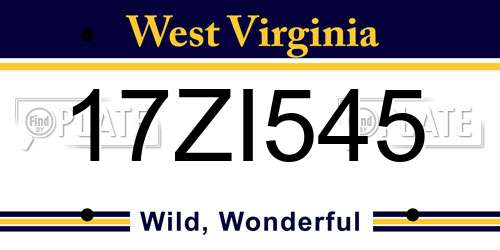 17ZI545 West Virginia License Plate