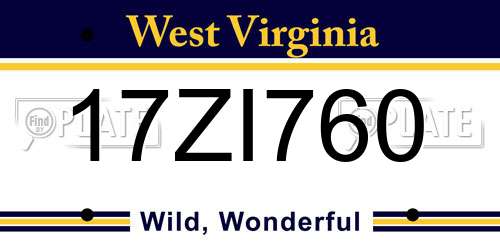 17ZI760 West Virginia License Plate