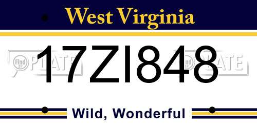 17ZI848 West Virginia License Plate