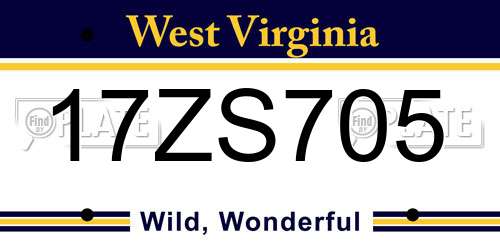 17ZS705 West Virginia License Plate