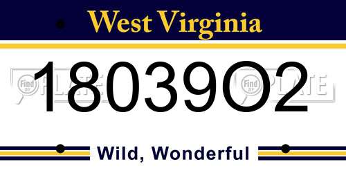 18039O2 West Virginia License Plate