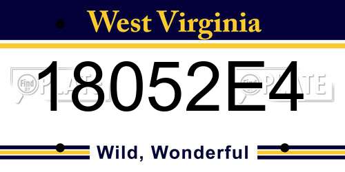 18052E4 West Virginia License Plate