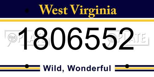 1806552 West Virginia License Plate