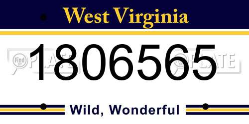 1806565 West Virginia License Plate